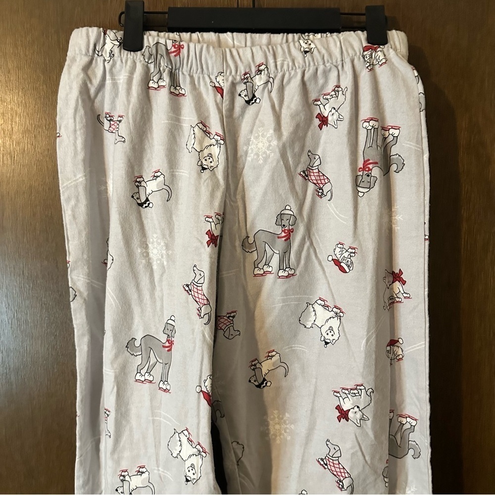 La Vie en Rose Christmas Dogs Winter Snow Gray Pajama Set Cotton Fleece Sz S - Picture 13 of 16
